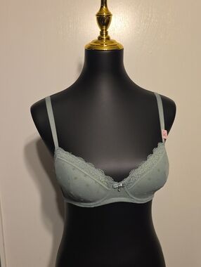 Splash Sage Green Lace Trim Underwire Bra
